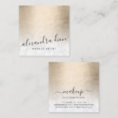 Elegant koper goud witte marmer make-up artiest vierkante visitekaartje (Voorkant / Achterkant)