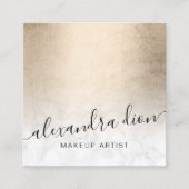 Elegant koper goud witte marmer make-up artiest vierkante visitekaartje (Voorkant)