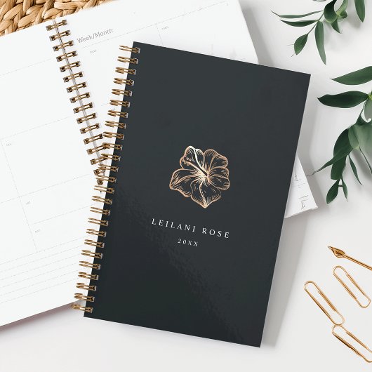 Elegant koper Hibiscus Flower Personalized Planner