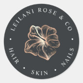 Elegant koper Hibiscus Flower Personalized Ronde Sticker (Voorkant)