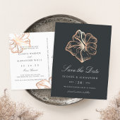 Elegant koper Hibiscus Flower Save the Date Aankondigingskaart