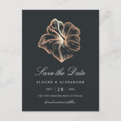 Elegant koper Hibiscus Flower Save the Date Aankondigingskaart (Voorkant)