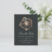 Elegant koper Hibiscus Flower Save the Date Aankondigingskaart (Staand voorkant)