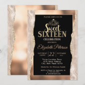 Elegant koper marmer glitter zoet 16 kaart (Voorkant / Achterkant)