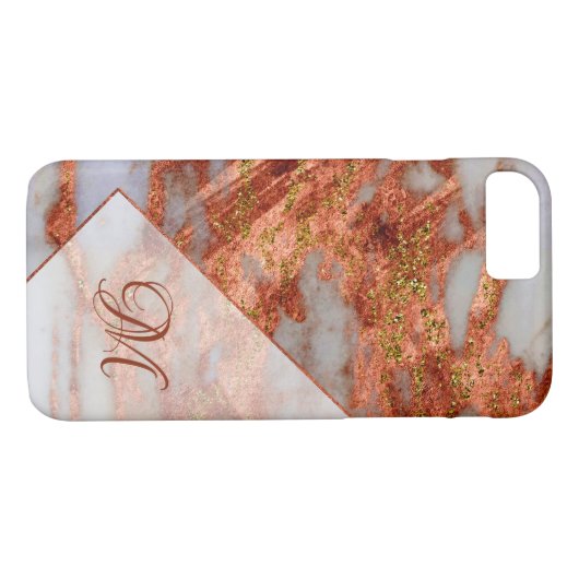 Elegant koper marmer Gold Glitter Geometric Case-Mate iPhone Case (Achterkant (Horizontaal))