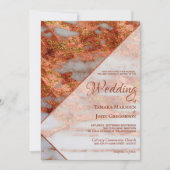 Elegant koper metallisch marmer geometric Wedding Kaart (Voorkant)