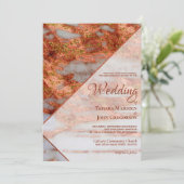 Elegant koper metallisch marmer geometric Wedding Kaart (Staand voorkant)