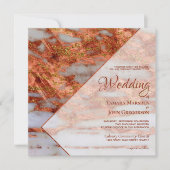 Elegant koper metallisch marmer geometric Wedding Kaart (Voorkant)