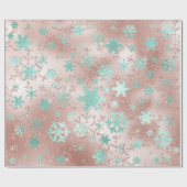 Elegant Koper & Mint-kerstsnowflake-patroon Cadeaupapier (Vlak)