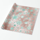 Elegant Koper & Mint-kerstsnowflake-patroon Cadeaupapier (Uitgerold)