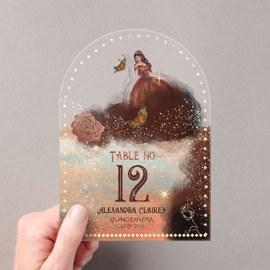 Elegant Koper Roos Acryl Tafelnummer (Insitu (Draagbaar))