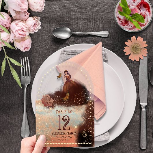 Elegant  Koper Roos Acryl Tafelnummer