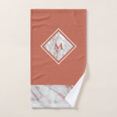 Elegant koper Roos Gold en witte marmer |Monogram Bad Handdoek (Handdoek)