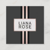 Elegant Koper Roos Goud Gestreept Zwart Vierkant Vierkante Visitekaartje (Voorkant)