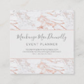 Elegant Koper Roos Gouden Folie Marmeren Monogram  Vierkante Visitekaartje (Achterkant)