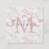 Elegant Koper Roos Gouden Folie Marmeren Monogram  Vierkante Visitekaartje (Voorkant)