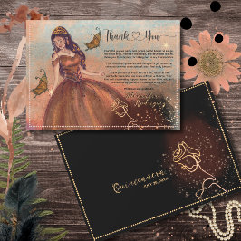 Elegant  Koper Roos Quinceañera Dank u Bedankkaart