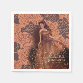 Elegant  Koper Roos Quinceañera Napkin Servet (Voorkant)