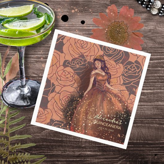 Elegant  Koper Roos Quinceañera Napkin Servet