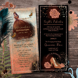 Elegant  Koper Roos Quinceañera Programma Programmakaart