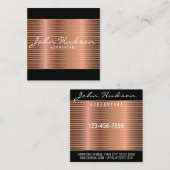 Elegant Koper Schrift Modern Design Vierkante Visitekaartje (Voorkant / Achterkant)