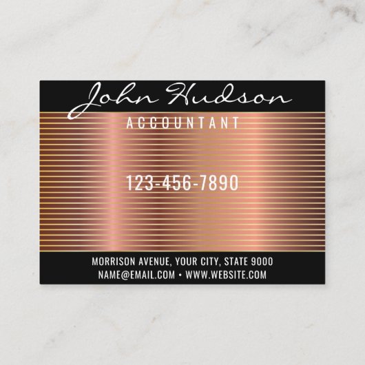 Elegant koper script modern design 3.5x2.5 visitekaartje (Achterkant)