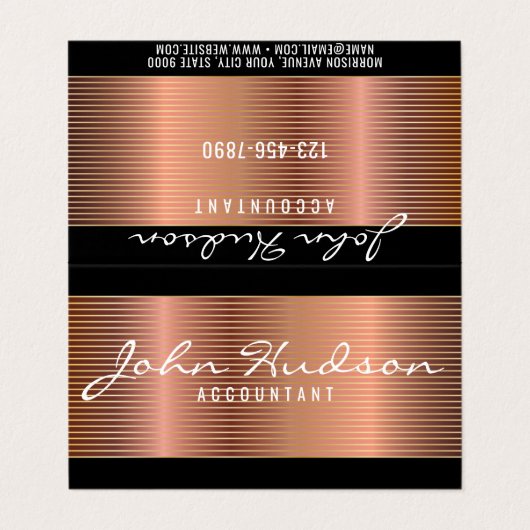 Elegant Koper Script Modern Design 3.5x2 Visitekaartje (Buitenkant ongevouwen)