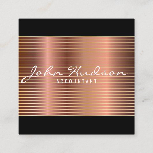Elegant koper script modern design vierkante visitekaartje (Voorkant)