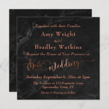 Elegant Koper Script w / Zwart Marmer | Bruiloft