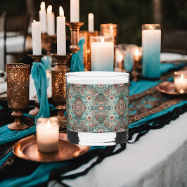 Elegant koper turquois bloemenpatroon whisky glas