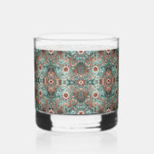Elegant koper turquois bloemenpatroon whisky glas (Voorkant)