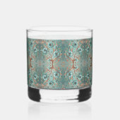 Elegant koper turquois minimale bloem patroon whisky glas (Voorkant)