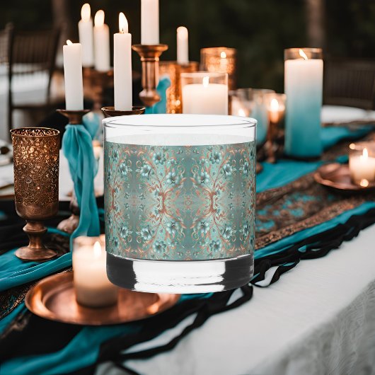 Elegant koper turquois minimale bloem patroon whisky glas