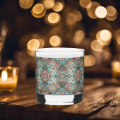 Elegant koper turquois minimale bloem patroon whisky glas