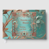 Elegant koper turquoise gastenboek (Voorkant)