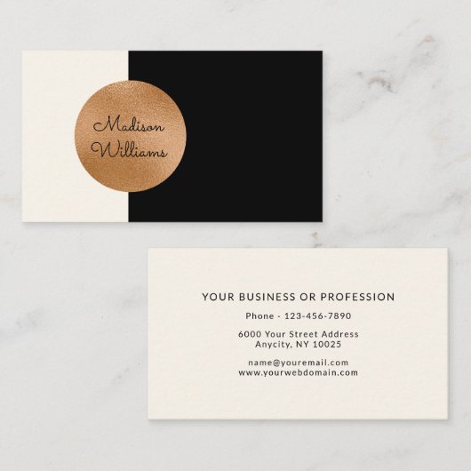 Elegant koperaccent modern minimalistisch visitekaartje (Voorkant / Achterkant)