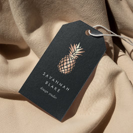 Elegant koperen ananas cadeaulabel