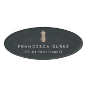 Elegant koperen ananas naambadge (Voorkant)