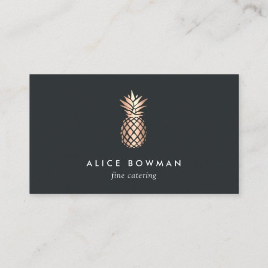 Elegant koperen ananas visitekaartje (Voorkant)