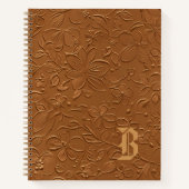 Elegant Koperen Bloem Monogram Spiral Notebook Notitieboek (Voorkant)