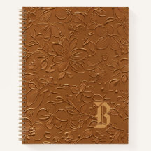 Elegant Koperen Bloem Monogram Spiral Notebook