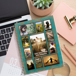 Elegant koperen en Blauwgroen Lijst familie fotopl Planner