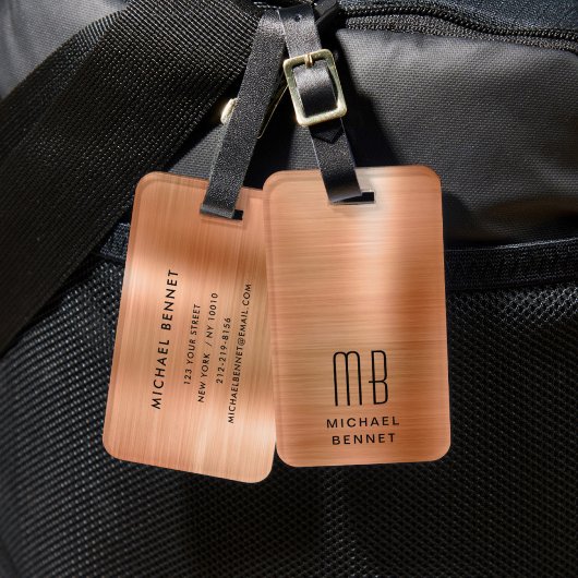 Elegant Koperen Monogram Bagagelabel