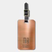 Elegant Koperen Monogram Bagagelabel (Voorkant verticaal)