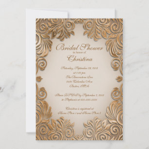 Elegant koperen olie lef bridal Shower Invitations Kaart