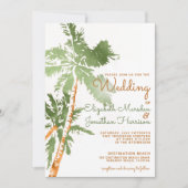 Elegant koperen palm Trees Tropical Beach Wedding Kaart (Voorkant)