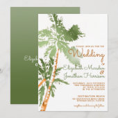 Elegant koperen palm Trees Tropical Beach Wedding Kaart (Voorkant / Achterkant)