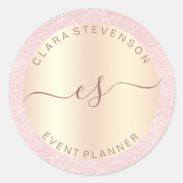 Elegant koperen roos goud & glitter event planner ronde sticker