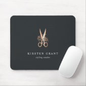 Elegant koperen schaar Salon Logo Muismat (Met muis)