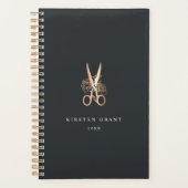 Elegant koperen schaar Salon Logo Planner (Voorkant)